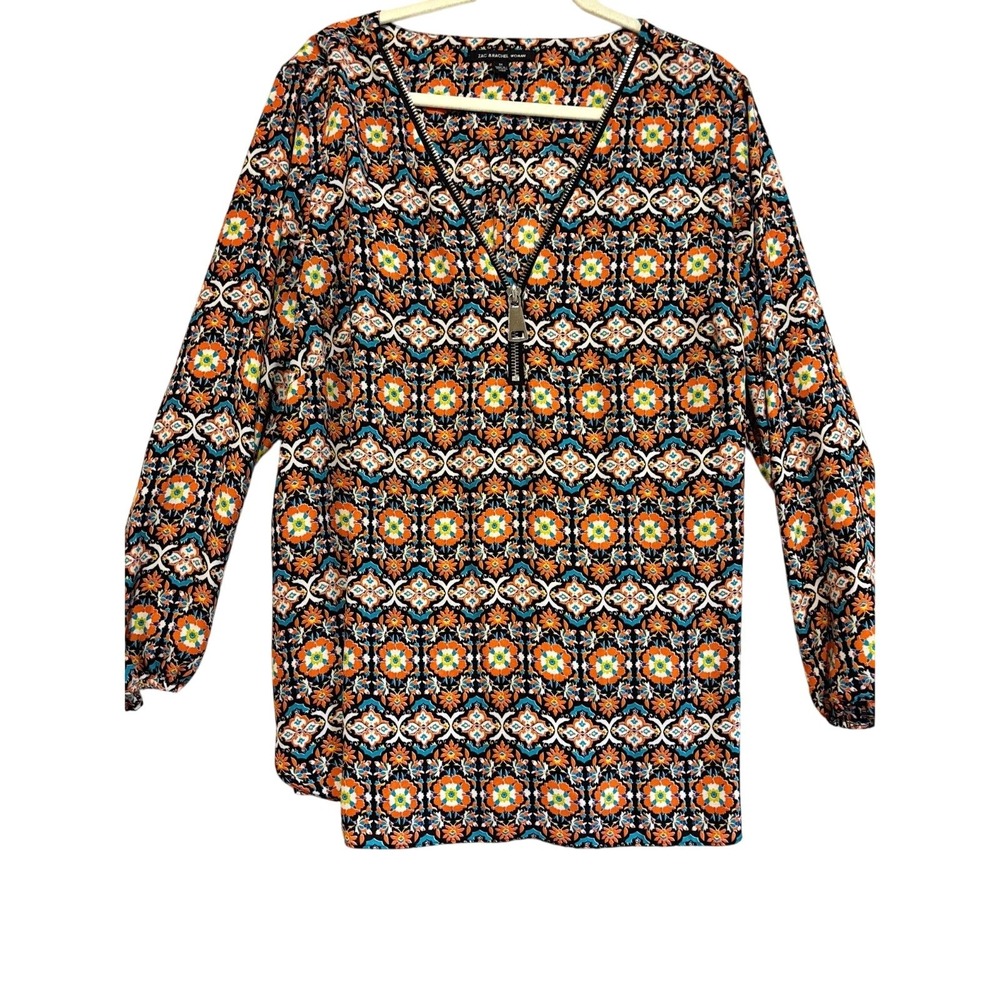 Zac & Rachel‎ Top womens Colorful plus sz 3X Artsy career Aztec geometric travel